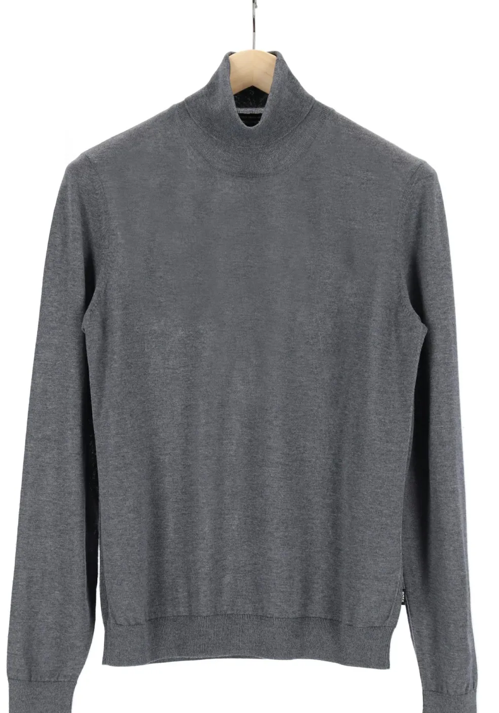 BOSS Musso, heren trui wol, slim fit coltrui, grijs