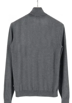 BOSS Musso, heren trui wol, slim fit coltrui, grijs