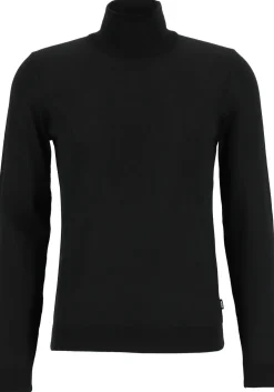 BOSS Musso, heren trui wol, slim fit coltrui, zwart