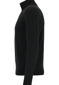 BOSS Musso, heren trui wol, slim fit coltrui, zwart