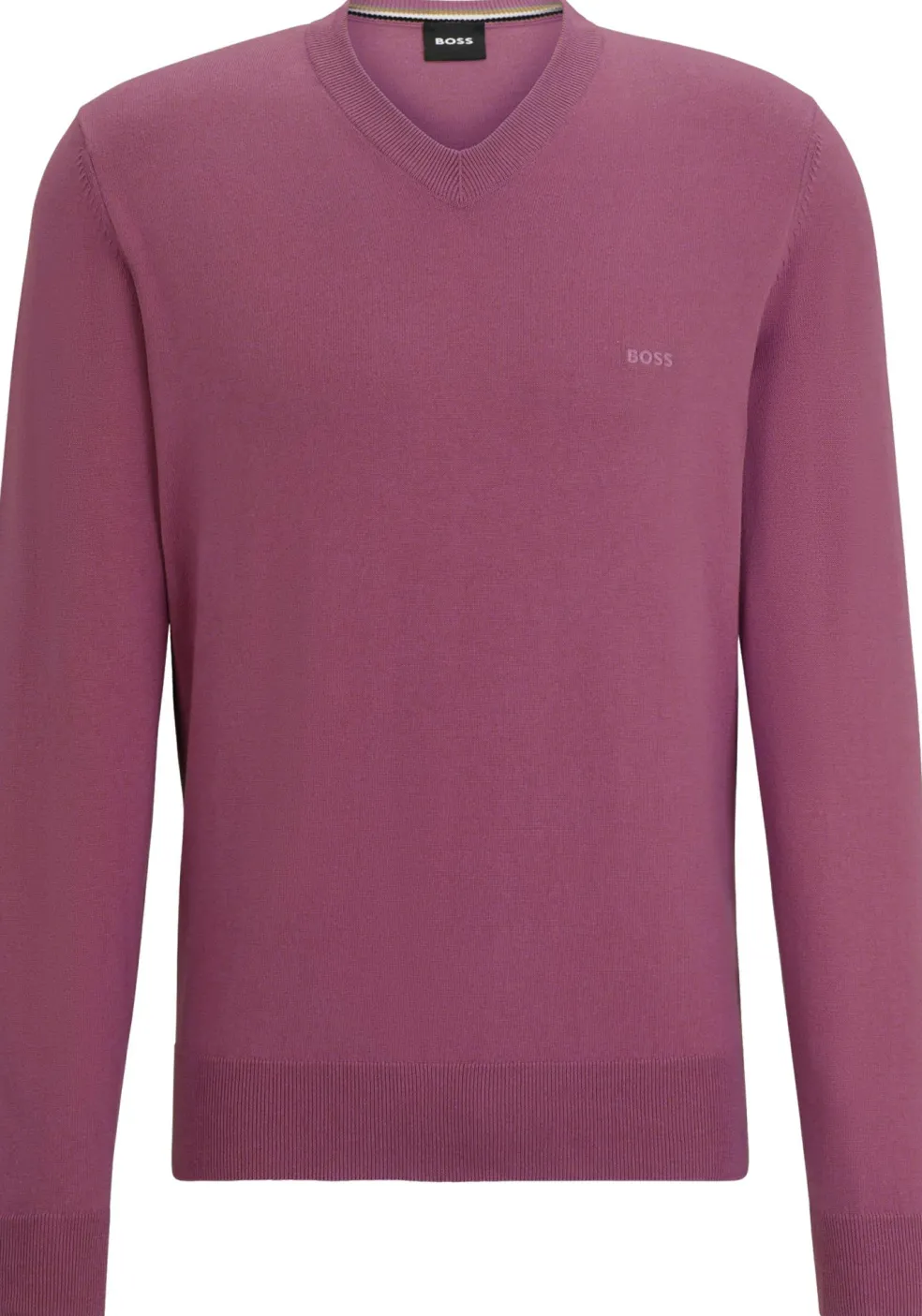BOSS Pacello regular fit trui katoen, heren trui middeldik V-hals, paars