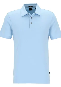 BOSS Palosh slim fit heren polo, pique, lichtblauw
