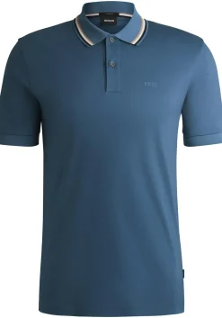 BOSS Penrose slim fit polo, jersey, middenblauw