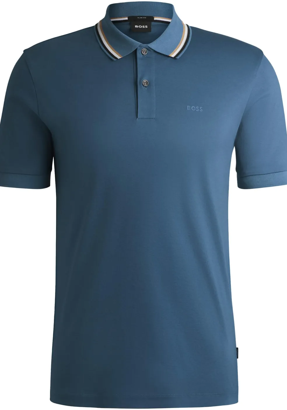 BOSS Penrose slim fit polo, jersey, middenblauw