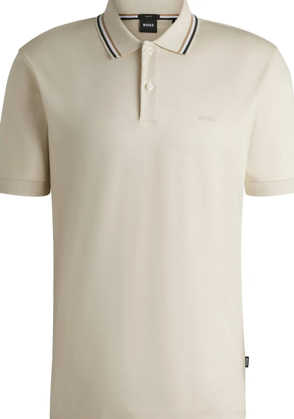BOSS Penrose slim fit polo, jersey, offwhite