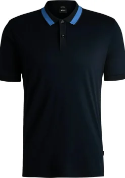 BOSS Phillipson slim fit heren polo, pique, donkerblauw