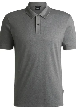 BOSS Phillipson slim fit heren polo, pique, middengrijs