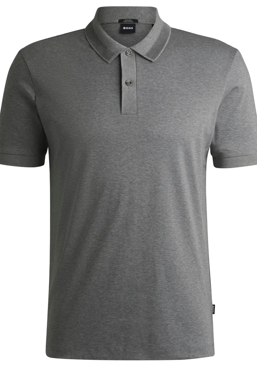 BOSS Phillipson slim fit heren polo, pique, middengrijs