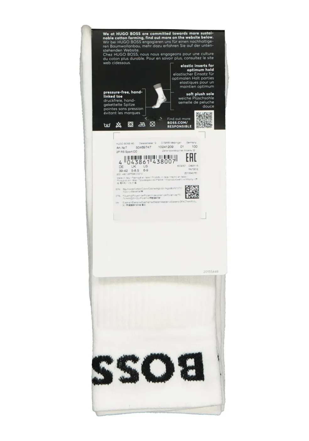 BOSS Sport Logo (2-pack), heren sportsokken katoen, wit