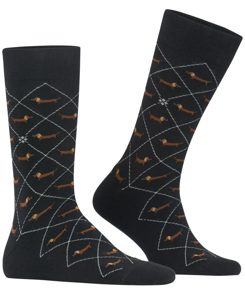 Burlington Dachshund herensokken, zwart (black)