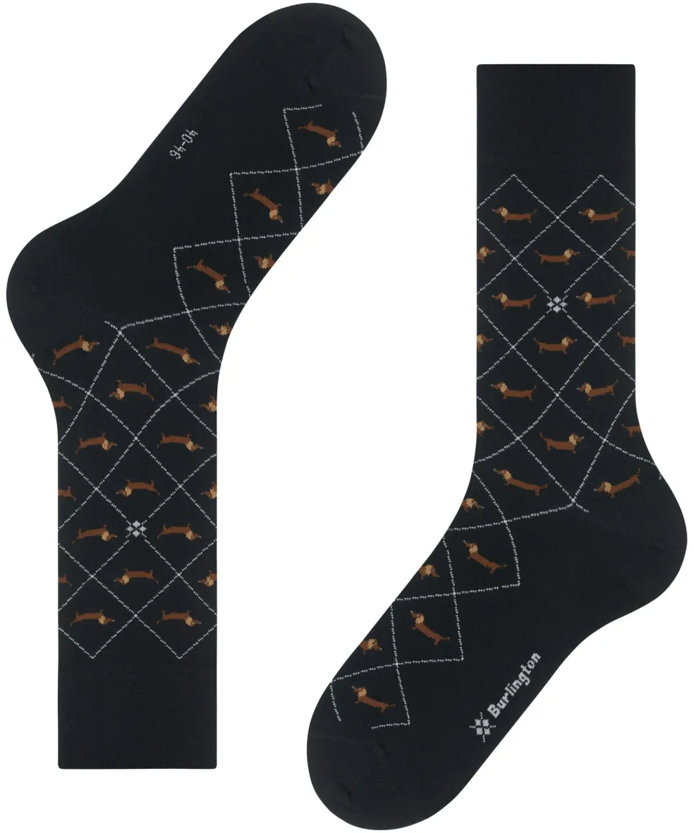 Burlington Dachshund herensokken, zwart (black)