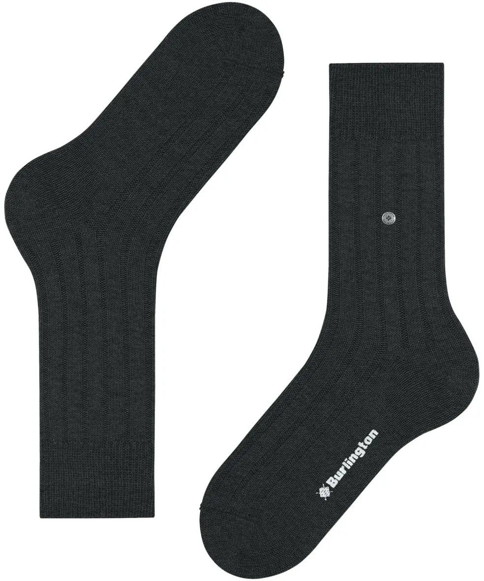 Burlington Dover herensokken, grijs (asphalt mel.)