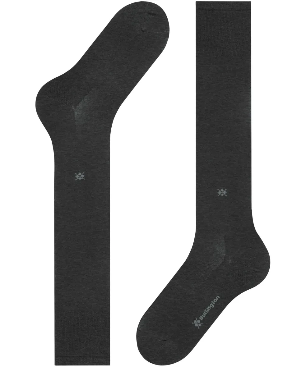 Burlington Dublin heren kniekousen, grijs (anthracite mel.)