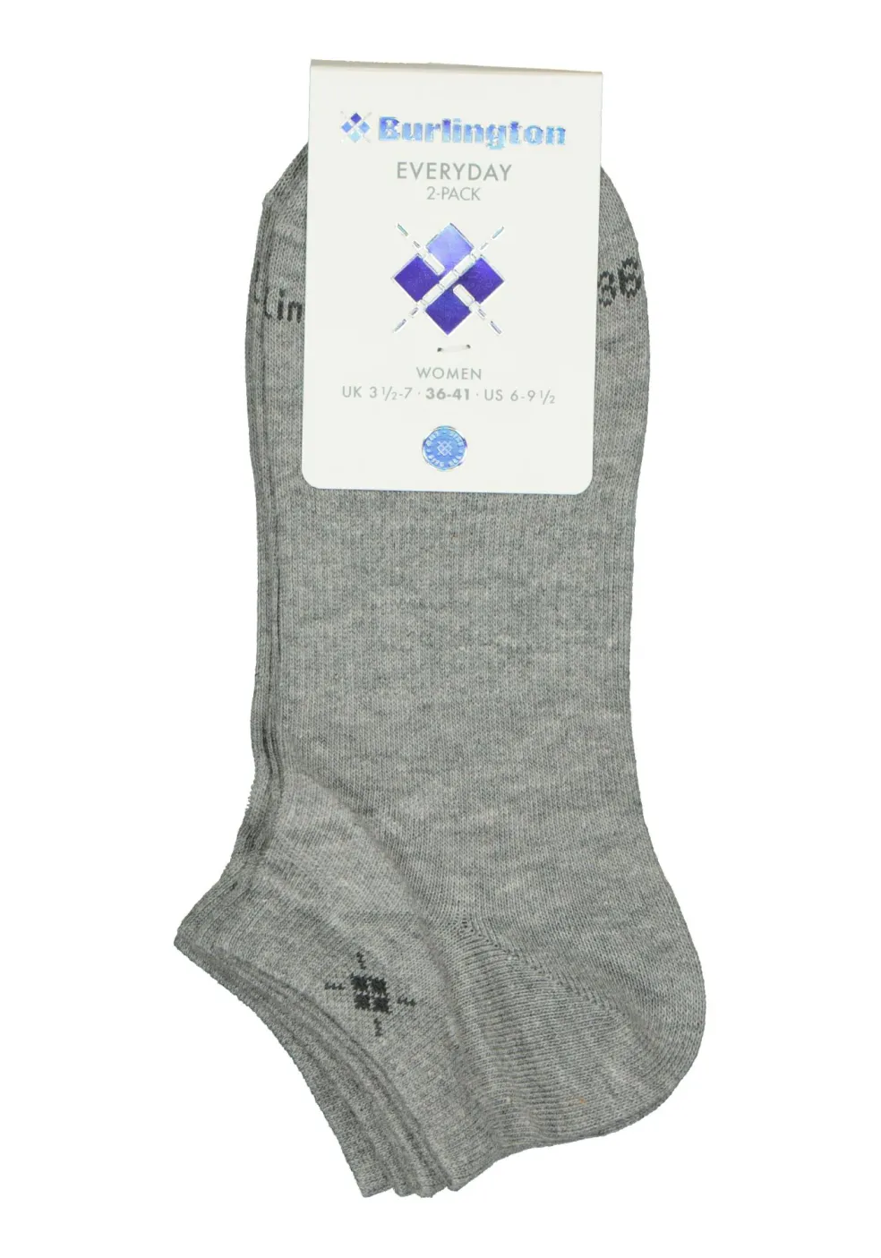 Burlington Everyday dames enkelsokken (2-pack), katoen, grijs