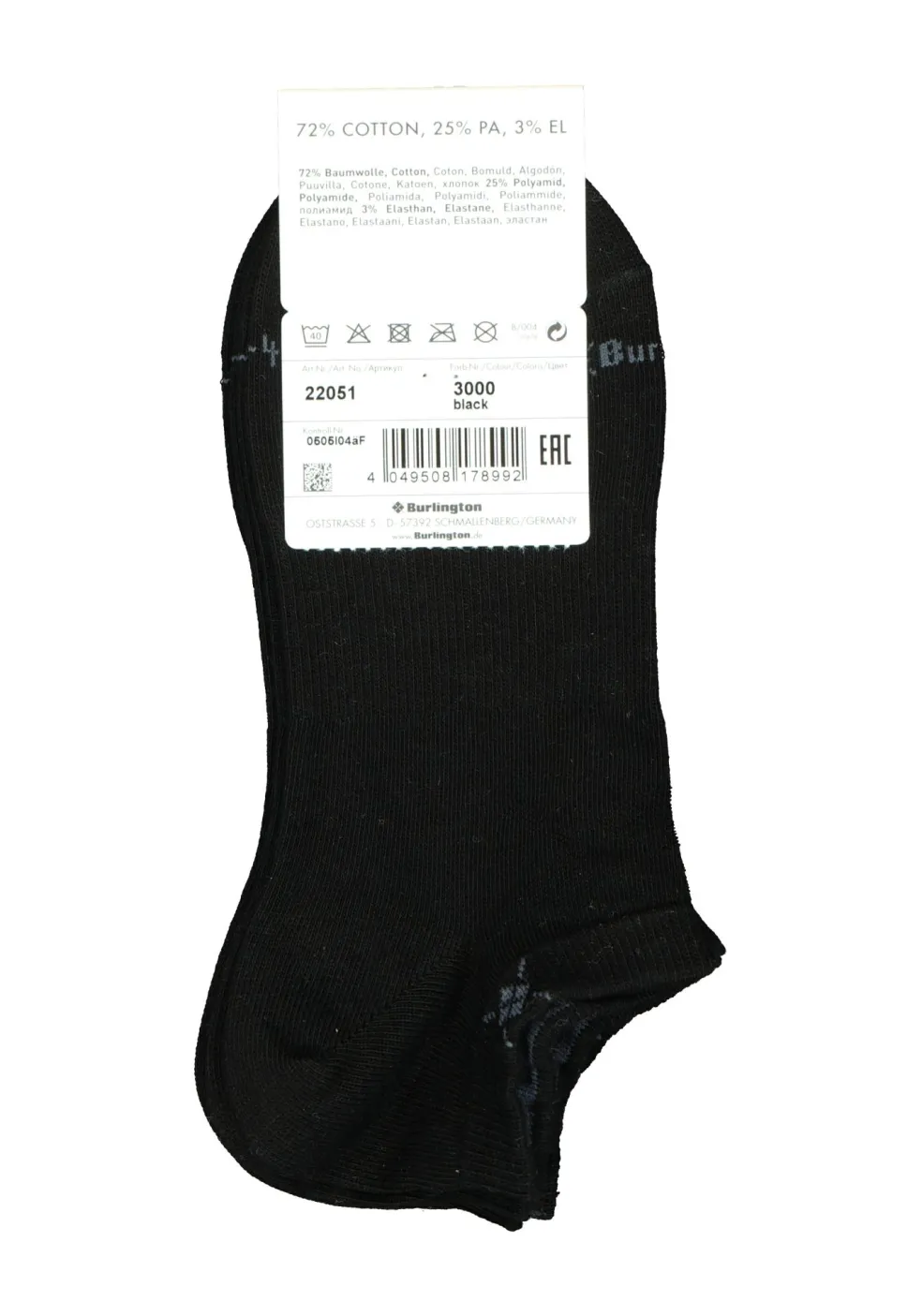 Burlington Everyday dames enkelsokken (2-pack), katoen, zwart