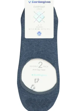 Burlington Everyday dames invisible sokken (2-pack), katoen, jeansblauw (light denim)