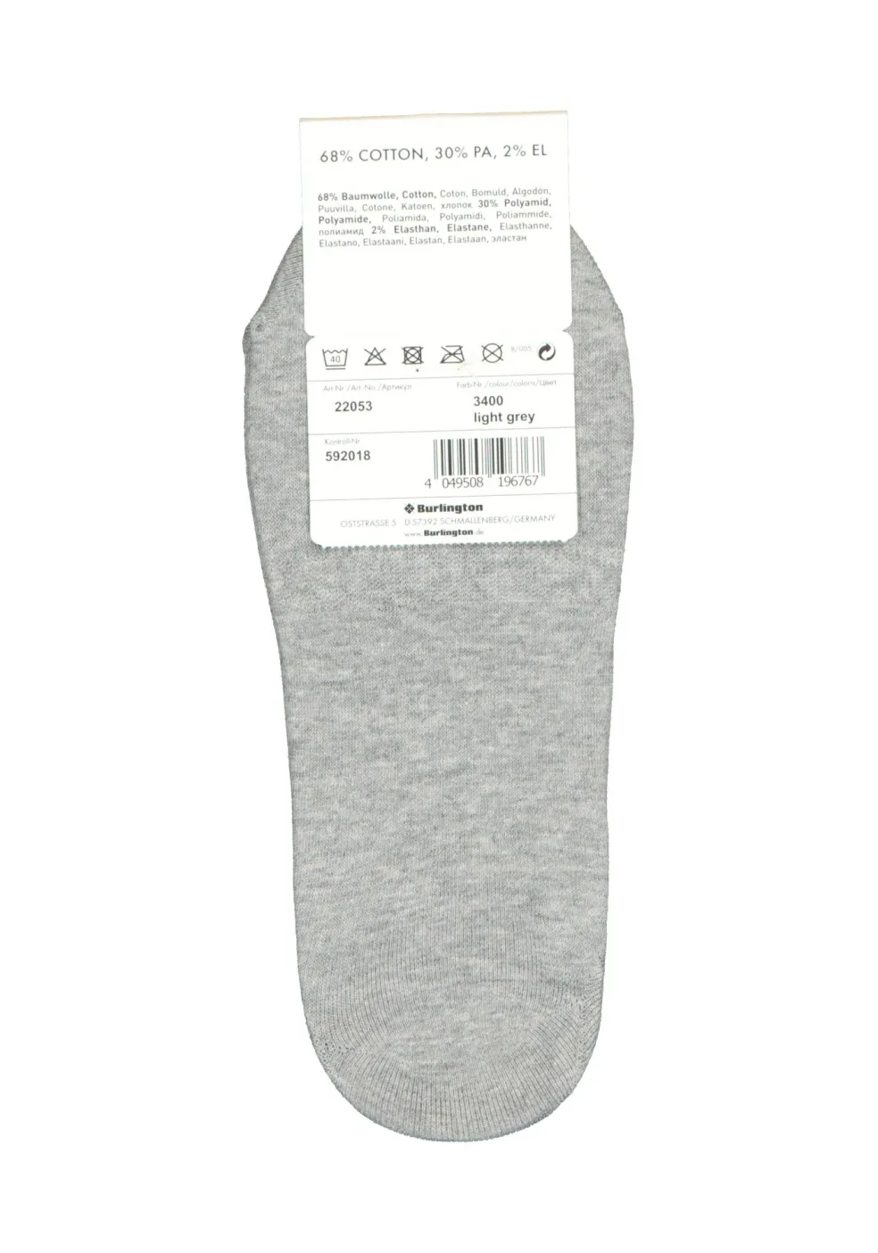 Burlington Everyday dames invisible sokken (2-pack), katoen, licht grijs