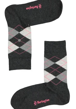 Burlington Everyday damessokken (2-pack), katoen, antraciet en geruit