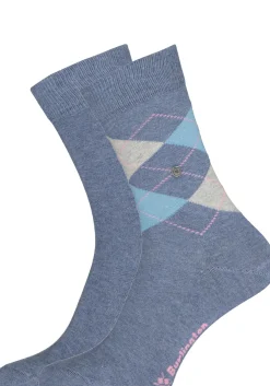 Burlington Everyday damessokken (2-pack), katoen, licht jeansblauw en geruit