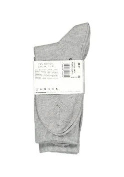 Burlington Everyday damessokken (2-pack), katoen, lichtgrijs en geruit