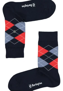 Burlington Everyday damessokken (2-pack), katoen, marine blauw en geruit