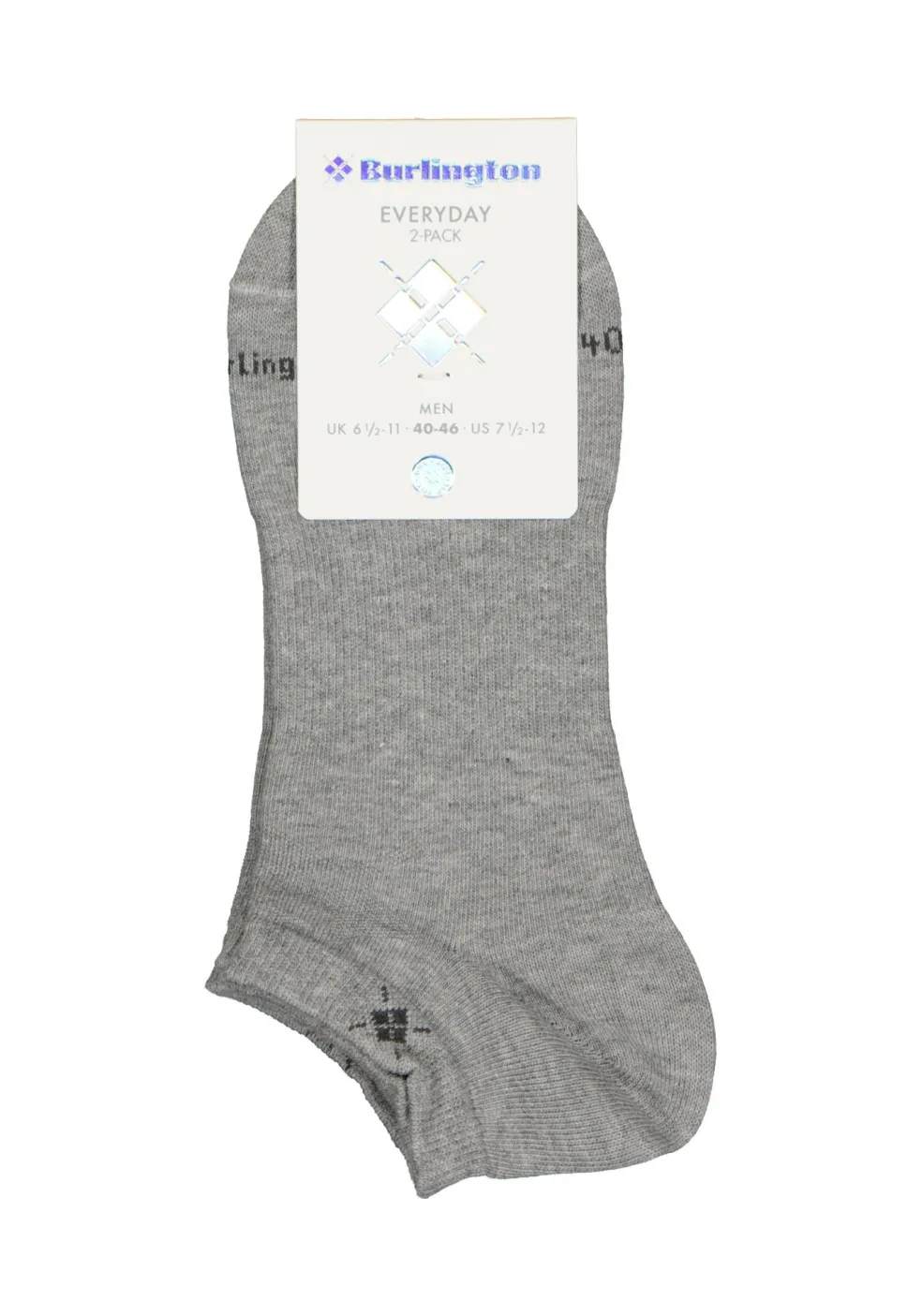 Burlington Everyday heren enkelsokken (2-pack), katoen, licht grijs