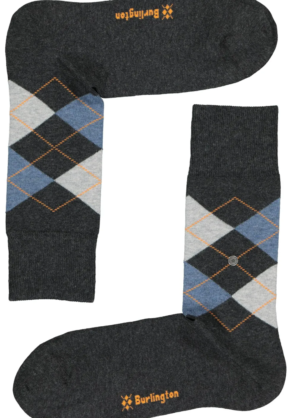Burlington Everyday herensokken (2-pack), katoen, antraciet uni en geruit