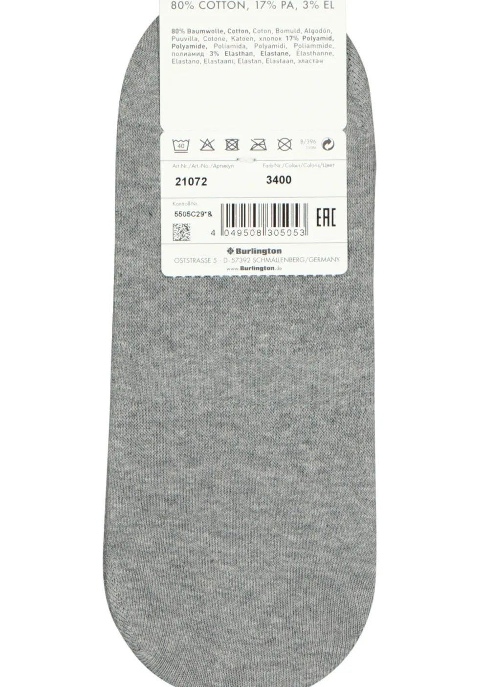 Burlington Everyday invisible herensokken (2-pack), katoen, grijs (light grey)