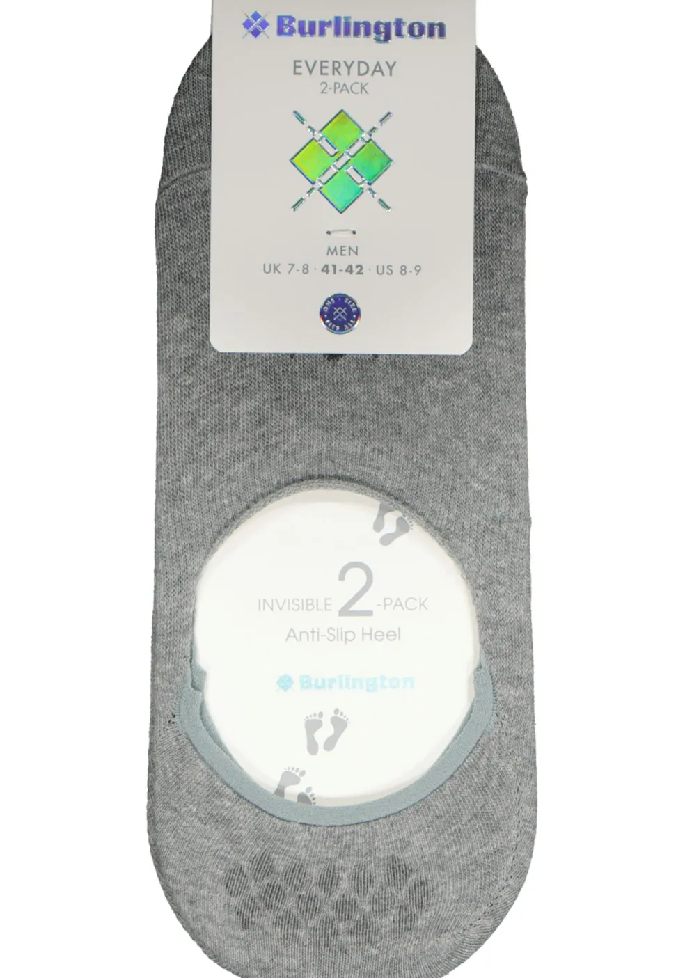 Burlington Everyday invisible herensokken (2-pack), katoen, grijs (light grey)