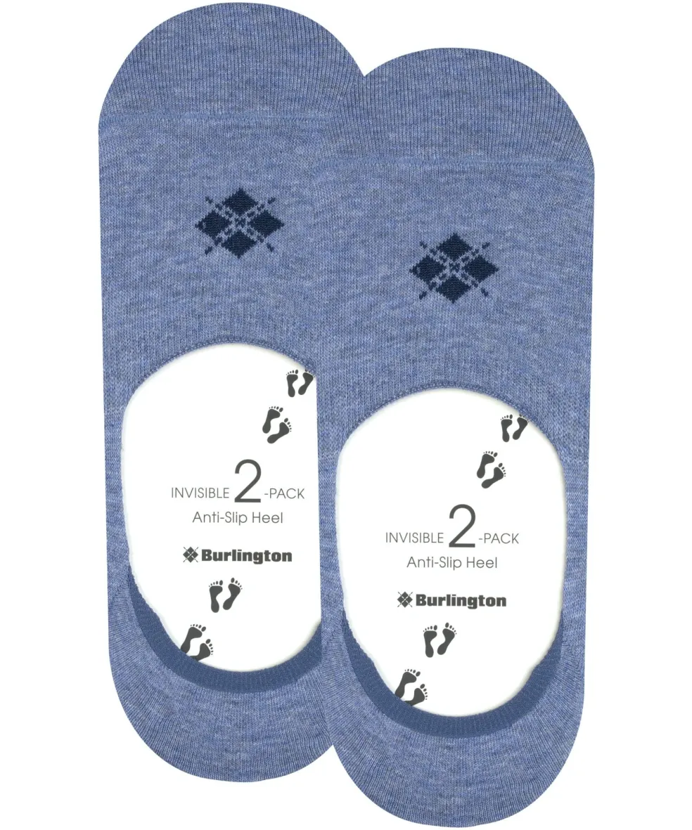 Burlington Everyday 2-Pack heren invisible sokken, blauw (light denim)