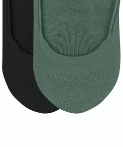 Burlington Everyday 2-Pack heren invisible sokken, groen (dark jade)