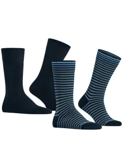 Burlington Everyday Stripe 2-Pack herensokken, blauw (marine)
