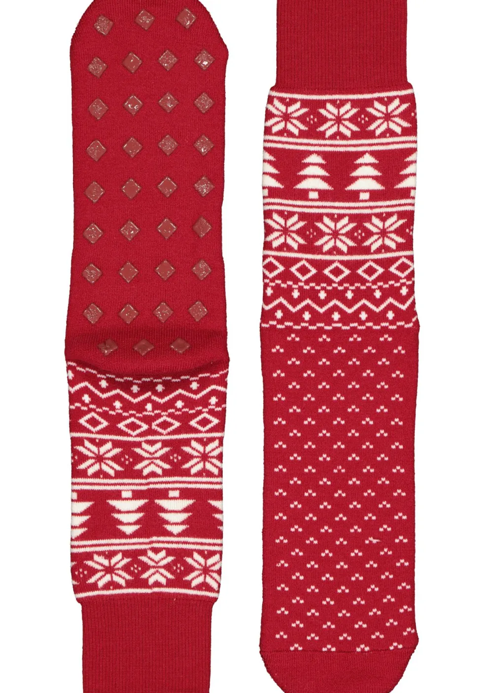 Burlington Homepads Fair Isle, huissokken winter, donkerrood met wit