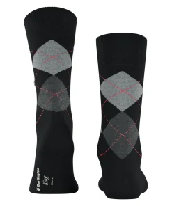 Burlington King herensokken, zwart (black-flames)