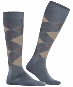 Burlington Manchester heren kniekousen, blauw (rittersporn)