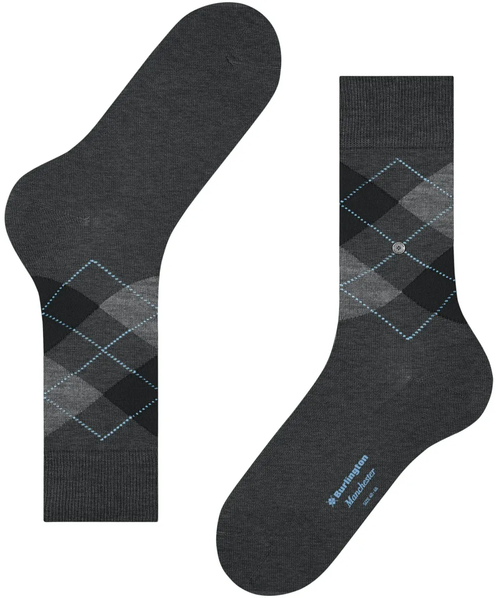 Burlington Manchester herensokken, grijs (anthracite mel.)