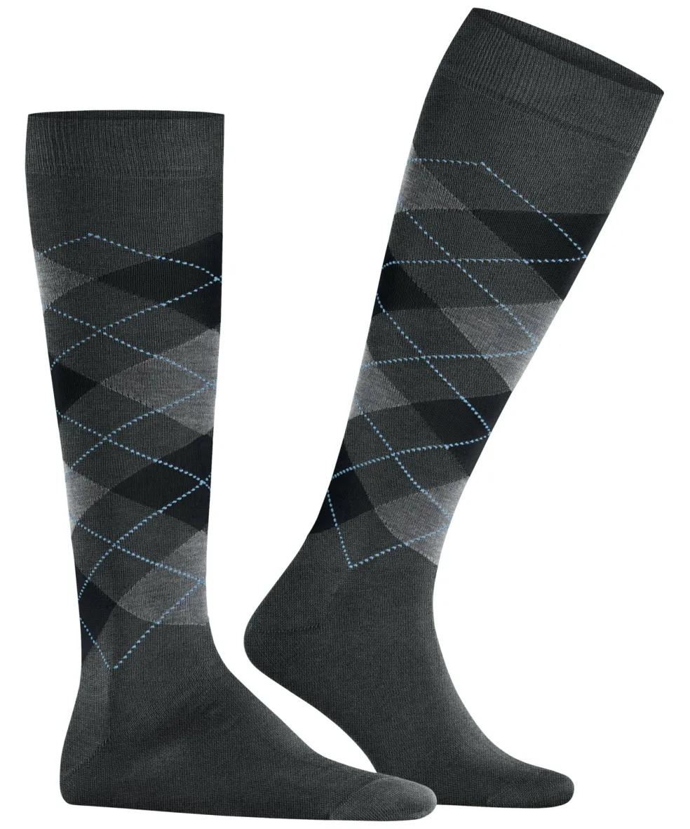 Burlington Manchester heren kniekousen, grijs (anthracite mel.)