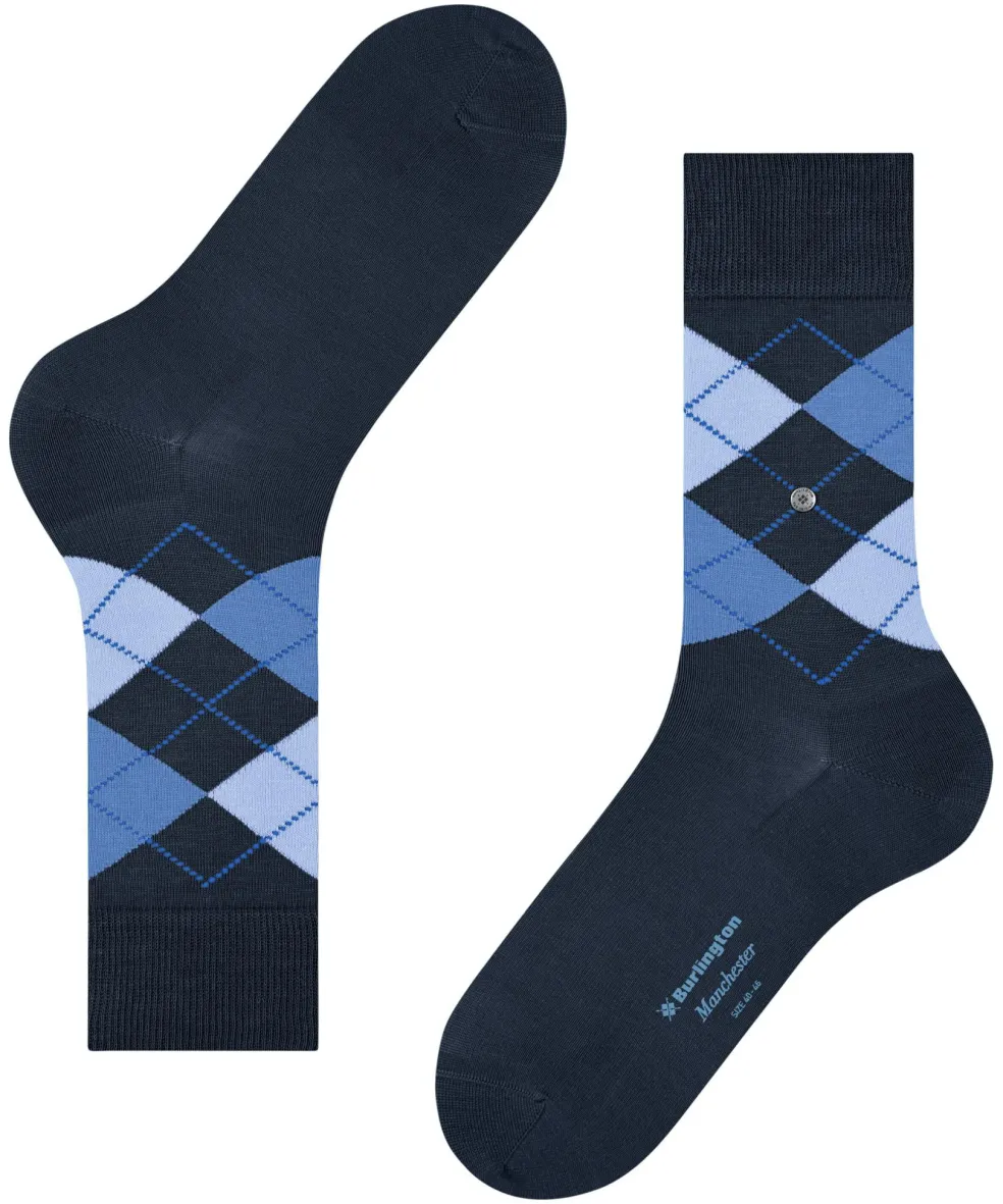 Burlington Manchester herensokken, blauw (marine)