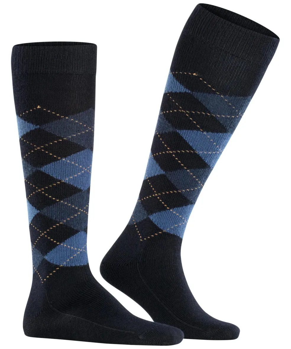 Burlington Preston heren kniekousen, blauw (dark navy)