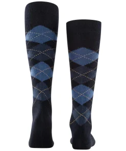 Burlington Preston heren kniekousen, blauw (dark navy)