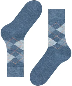 Burlington Preston herensokken, blauw (orion blue)