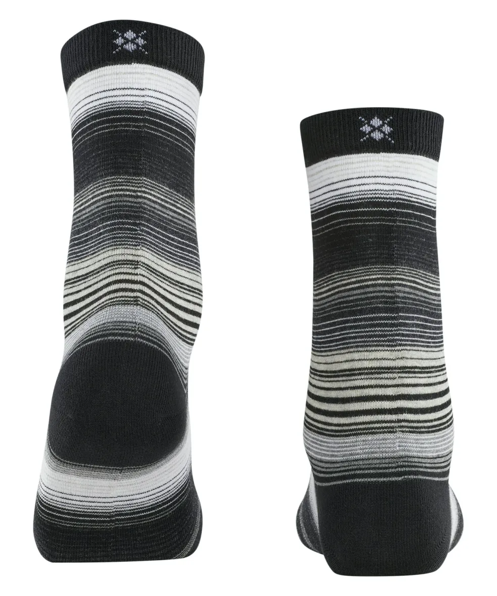 Burlington Stripe damessokken, zwart (black)