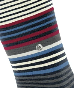 Burlington Stripe heren kniekousen, blauw (marine)