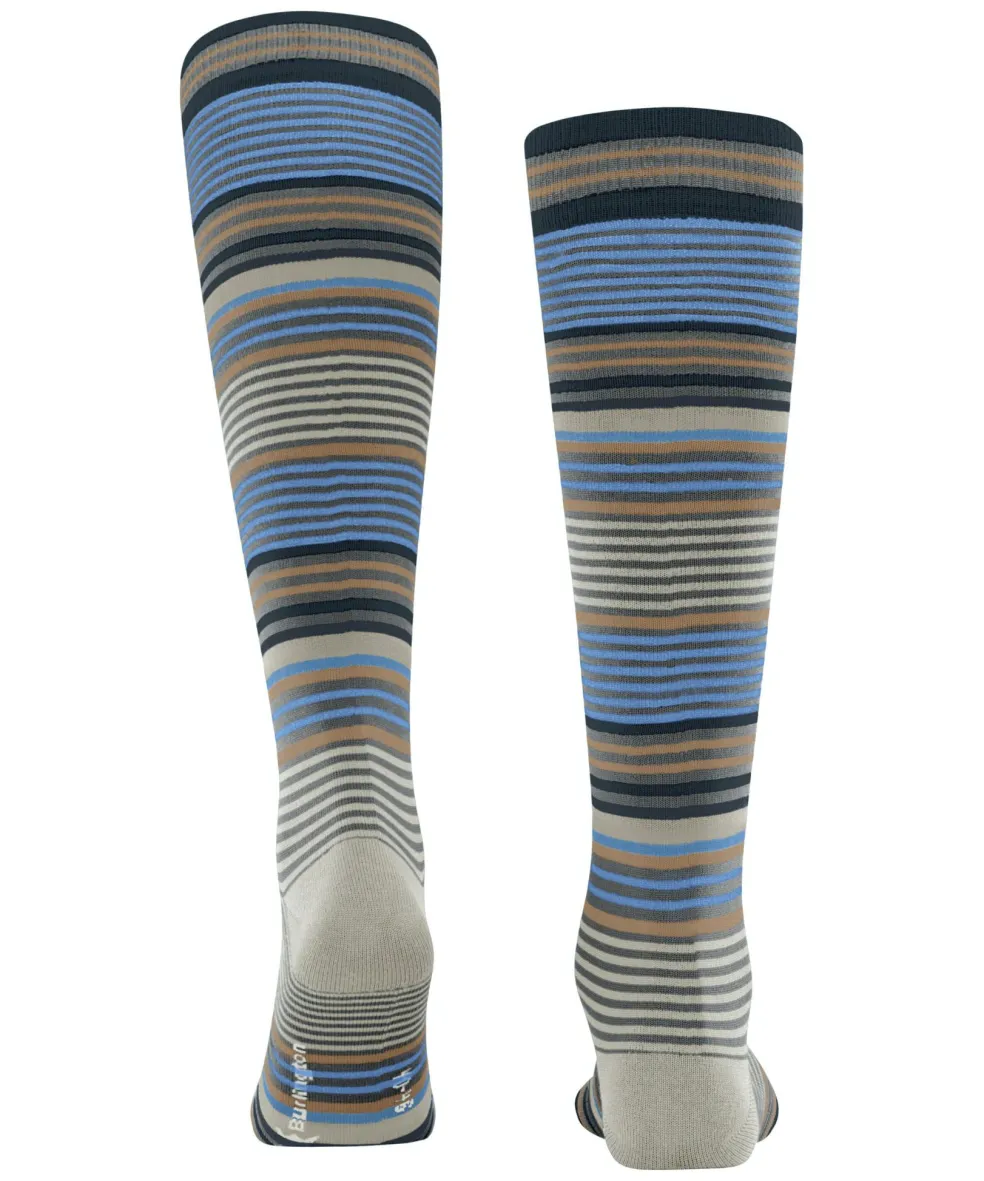 Burlington Stripe heren kniekousen, grijs (dark grey)