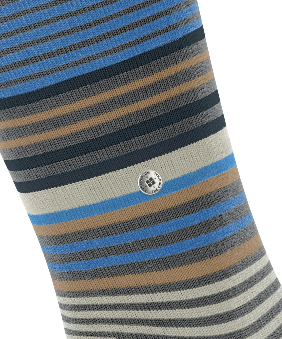 Burlington Stripe heren kniekousen, grijs (dark grey)