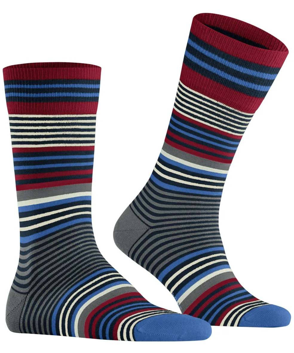 Burlington Stripe herensokken, blauw (marine)