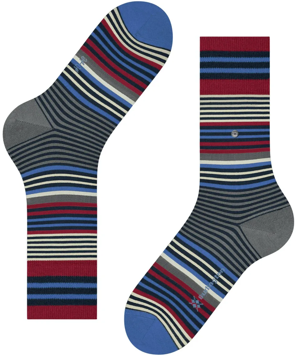 Burlington Stripe herensokken, blauw (marine)