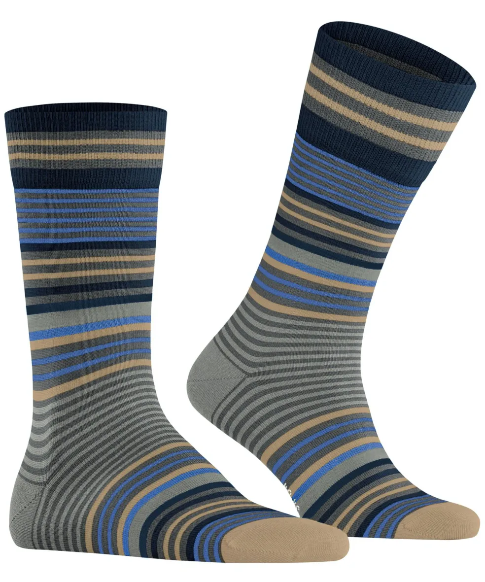 Burlington Stripe herensokken, grijs (dark grey)