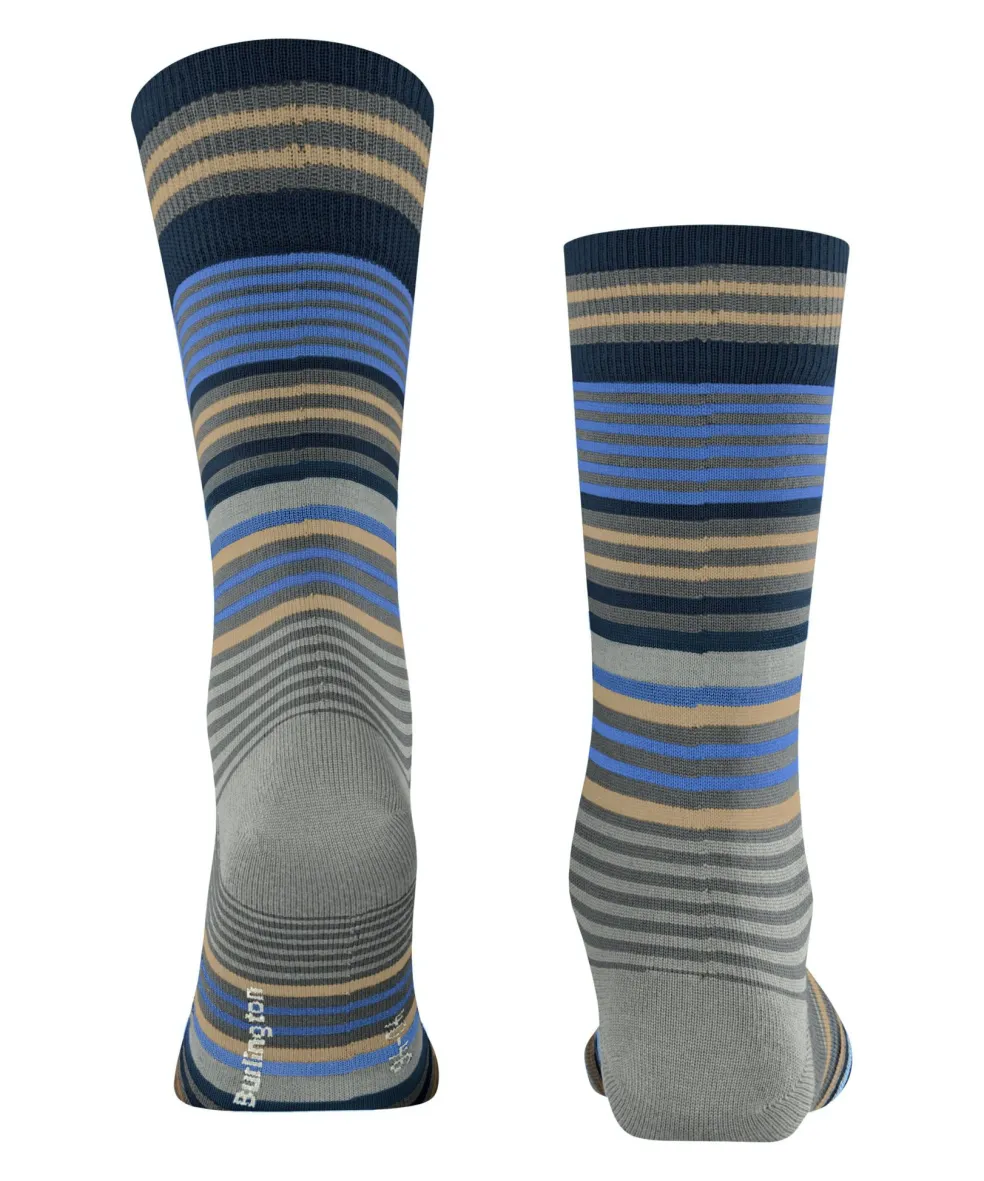 Burlington Stripe herensokken, grijs (dark grey)