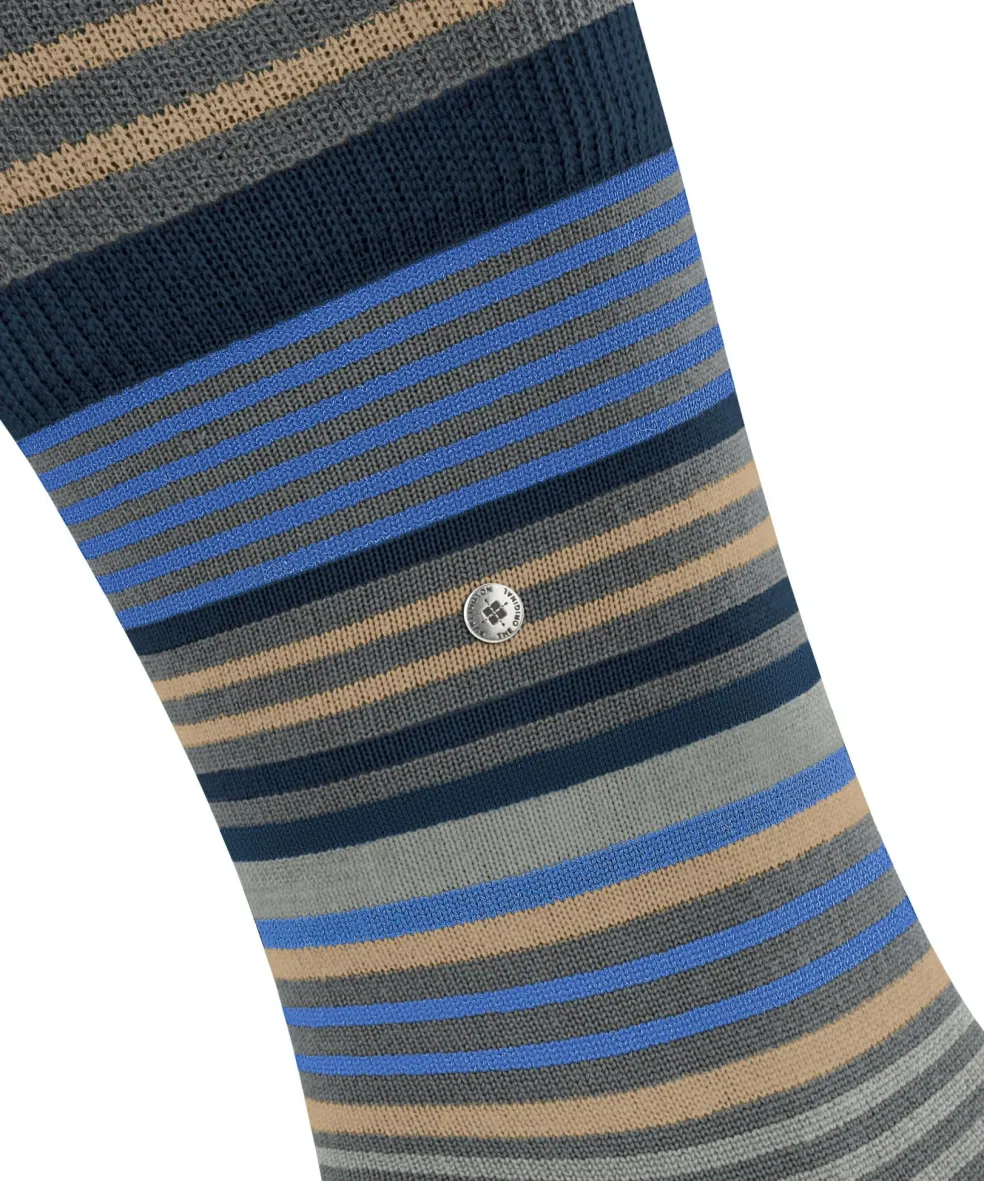 Burlington Stripe herensokken, grijs (dark grey)
